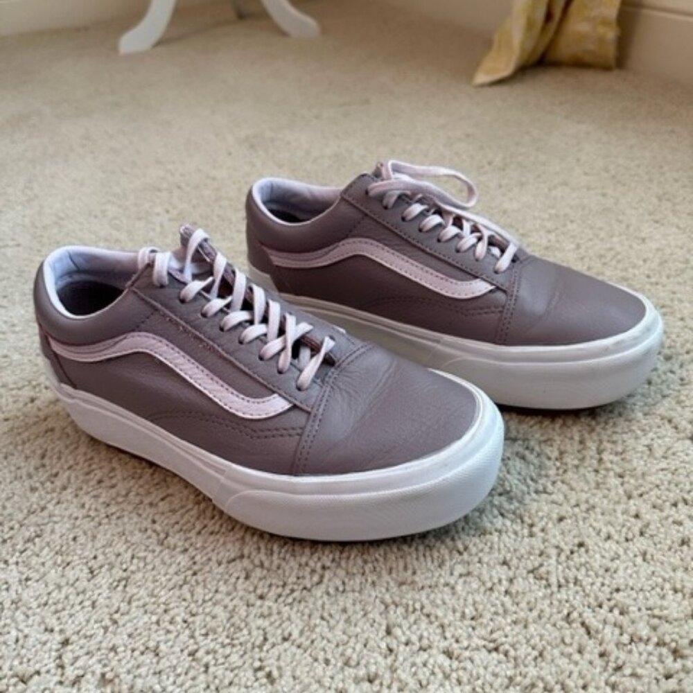 Vans Old Skool Stacked Leather Sneakers- Purple Dove
